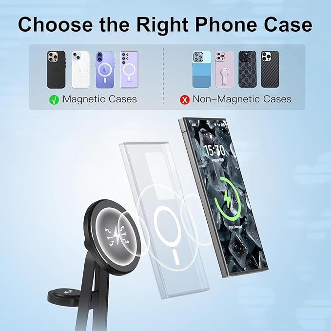 Wireless Samsung Charger | 3-in-1 Charging Station for Samsung Galaxy S25/S24/S23/S22 and Apple Watch 7/6/5/AirPods | MagSafe Charger for iPhone 16/15/14/13/12 |Compatible with Apple Watch and AirPods