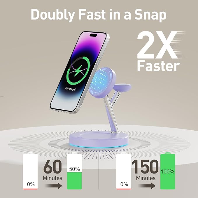 New 3 in 1 Charging Station for Apple Compatible with Magsafe Charger Stand for iPhone 17 16 15 14 13 12 Wireless Charging Station for AirPods Wireless Charger for iWatch Series