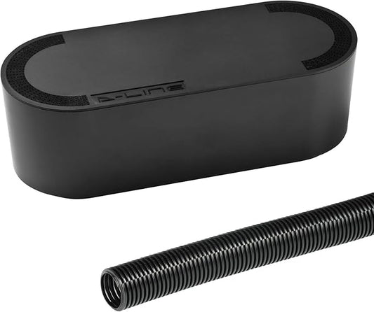 D-Line Large Black Cable Management Box and D-Line Black Cable Tube Bundle