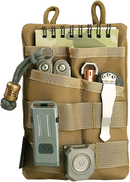 VIPERADE VE3 Tool Pouch Pocket Organizer, Nylon Tool Belt Loop Pouch with 4 Pockets Tool Storage EDC Pouch for Flashlight/Pocket Knife, Tactical Pen, Notebook (Tan)