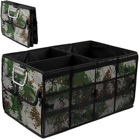 Car Trunk Organizer Collapsible Portable Multi Compartments Organizer with Non Slip Straps for SUV Truck Auto Vehicle Car Auto Minivan(Large without cover, Camouflage)