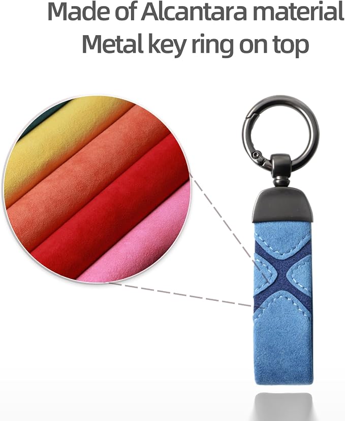 BETTERHUMZ Leather Suede Car Keychain,Key Chain Clip for Alcantara, Anti-Lost D-Ring for Men and Women Car Accessories