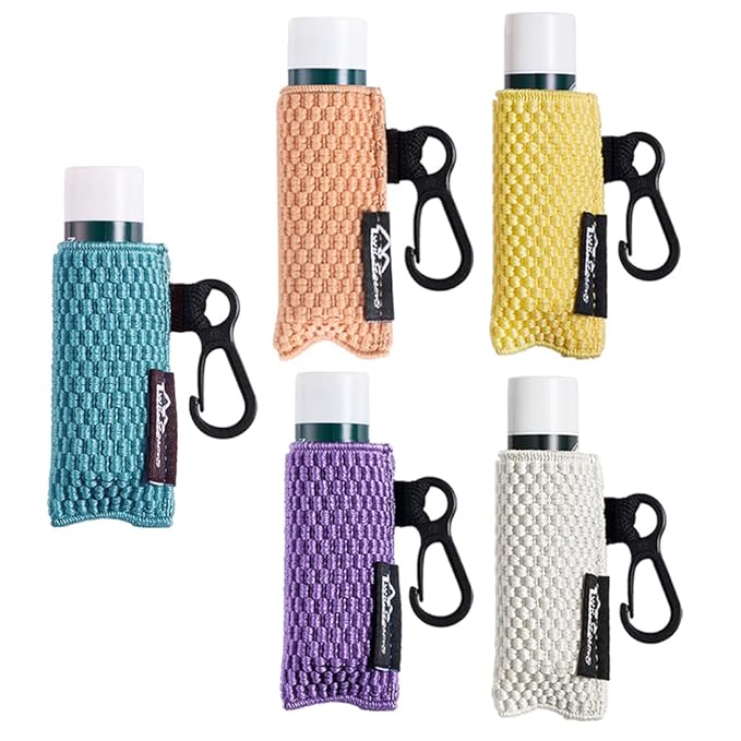 WK IEASON Lip Balm Holder Keychain, Christmas Stocking Stuffers Gifts, 5PCS Clip on Pouch Lip Gloss Holder Compatible With Chapstick Sleeves Holder Key Chains Women Cute Elastic Lipstick Holder