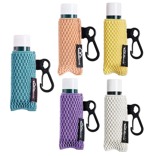 WK IEASON Lip Balm Holder Keychain, Christmas Stocking Stuffers Gifts, 5PCS Clip on Pouch Lip Gloss Holder Compatible With Chapstick Sleeves Holder Key Chains Women Cute Elastic Lipstick Holder
