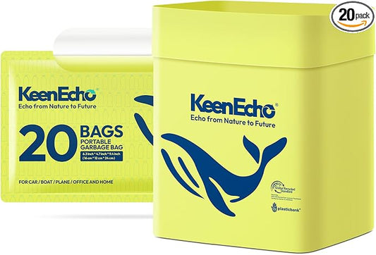 Disposable Car Garbage Bin Bags, Vomit Trash Bags made with Recycled Plastic Bottles for Boat, Plane, Travel, Camping, Bedroom, Study Room, Office and Car, 20 pcs