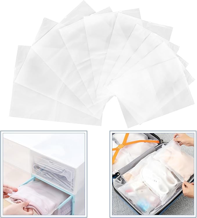 GALPADA 10pcs Waterproof Travel Clothes Sealed Bags Set, Packing Organizers for Suitcases, Multi-size Dustproof Storage Pouches for Clothing and Underwear