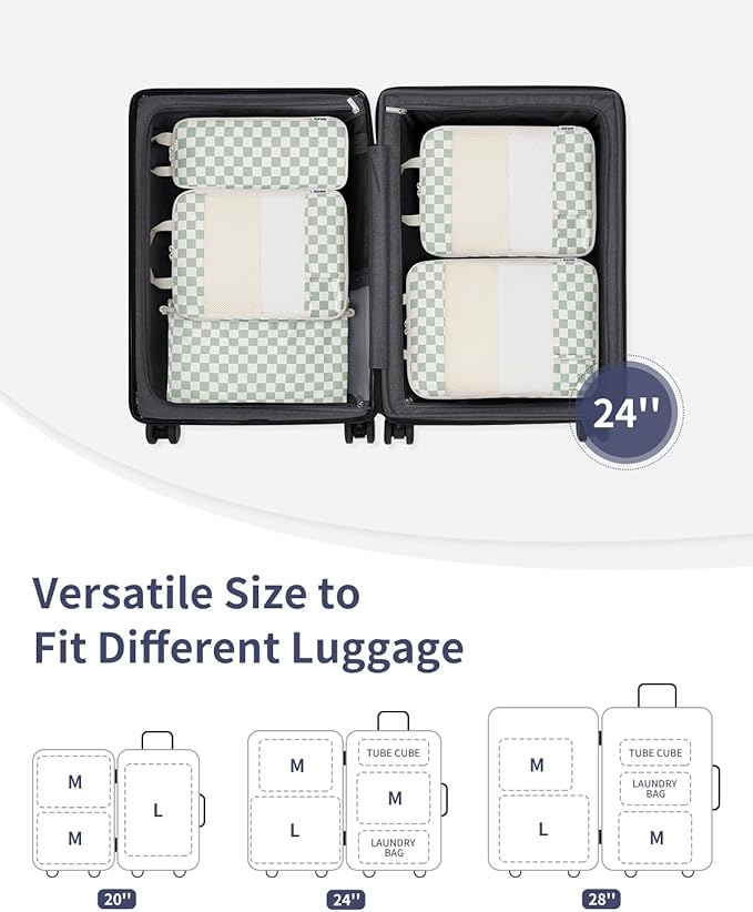 Narwey 6 Set/5 Set Compression Packing Cubes for Travel Kids Women Carry on, Packing Organizers Bag for Backpack Luggage Suitcase Duffle Bags