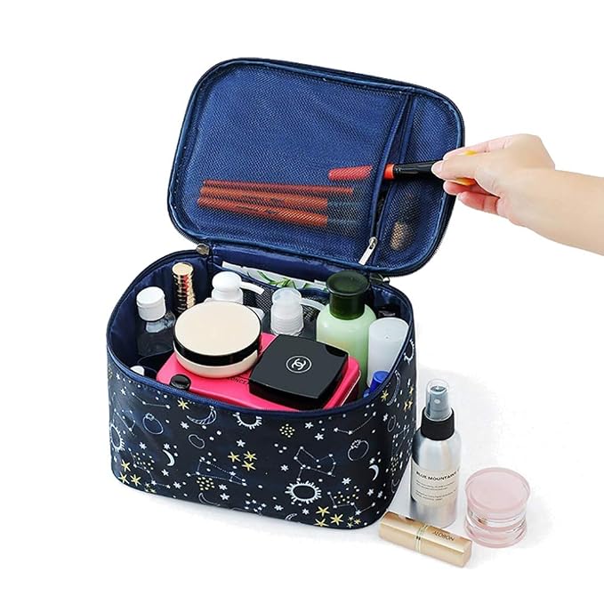HOYOFO Makeup Bag Cosmetic Bags for Women Travel Makeup Organizer Case, Starry Sky