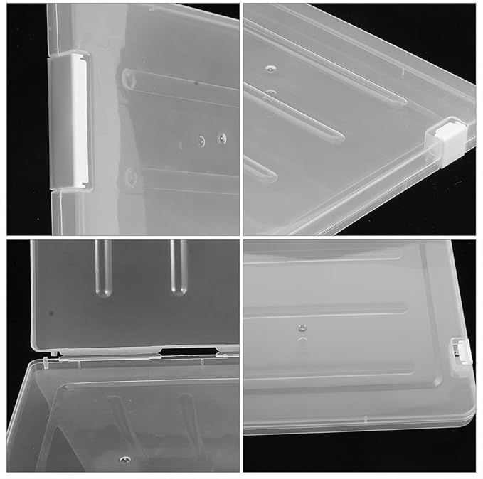 A4 File Storage Box with Lid, 2pcs White Desktop Document Organizer for Office, Contract and Receipt Filing, Stackable Office File Holder