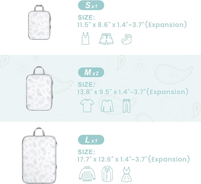Cambond Compression Packing Cubes for Travel - Lightweight Expandable Travel Bags Luggage Organizers Travel Essentials Compression Cubes for Travel Space Saver for Carry on Suitcases Organizer