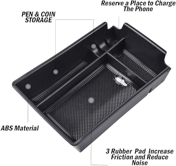 TACOBRO Center Console Organizer Compatible with Hyundai Sonata 2020 2021 2022 2023 Accessories, Sonata N-Line/Limited Insert Tray Secondary Storage Armrest Box ABS Black