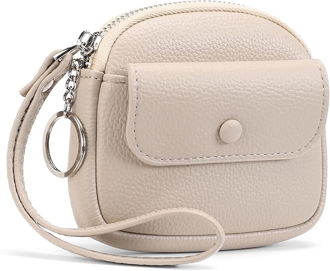 SENDEFN Women's Small Wristlet Coin Pouch Leather Zipper Purse RFID Protection