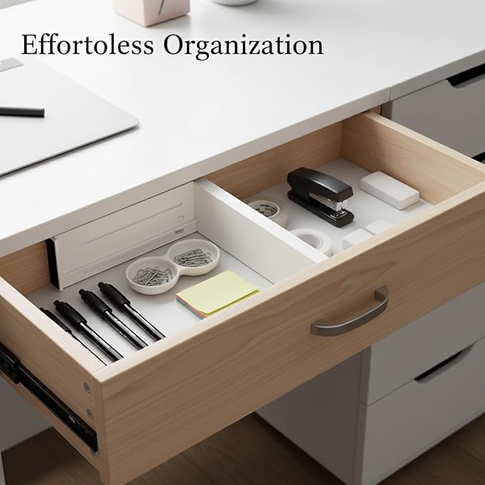 Ceramic Adjustable Drawer Divider, Extendable Organizer for Kitchen and Office Drawers, White (1 PC)