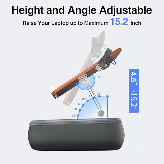 Height & Angle Adjustable Laptop Lap Desk, Laptop Desk with Cushion, Fits up to 16 inch Laptops & Tablet, Bean Bag Pillow Stand, Lap Desks for Home, Office, Bed, Couch, Desk, Car and Recline
