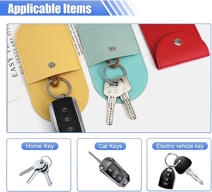 KITUREK 8PCS Pull Out Car Key Case, PU Leather Keychain Protective Bags, Large-Capacity Key Case Holder, Creative Key Case Cover for Halloween Christmas Presents (Closed)