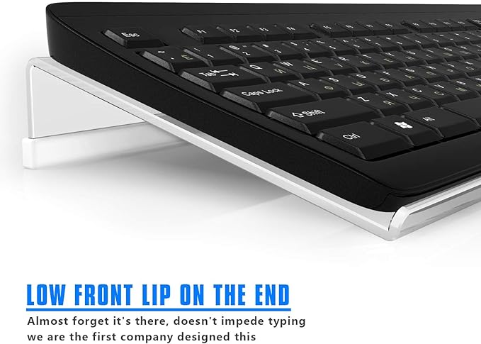 Richboom Clear Acrylic Tilted Computer Keyboard Holder for Easy Ergonomic Typing, Upgraded Version, Keyboard Stand with Silicone Anti-Slip Case for Office Desk, Home, School, Clear