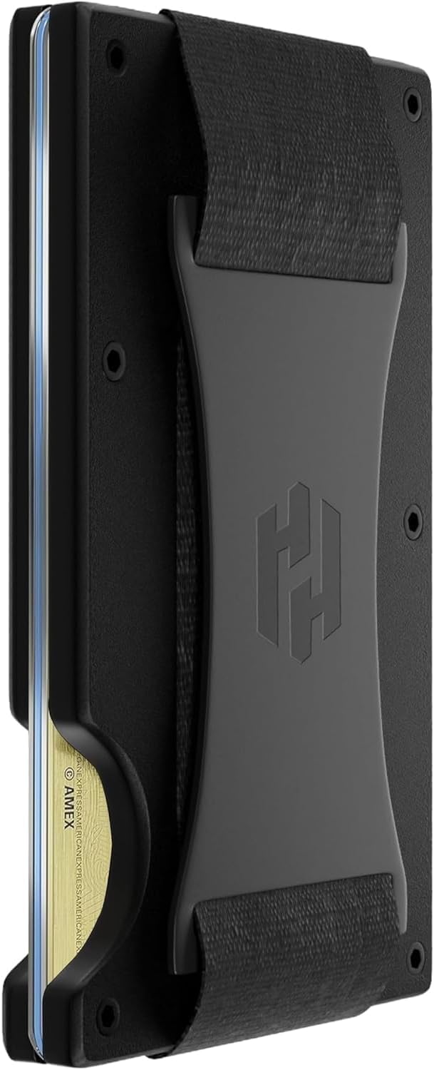 Hayvenhurst Wallet for Men - Slim RFID Blocking Metal Wallet with Cash Strap, Minimalist Front Pocket Credit Card Holder, Small Mens Wallet