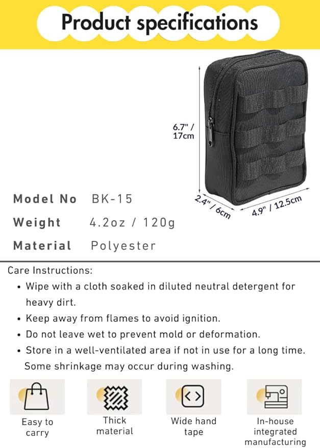 CAMPINGMOON Tactical MOLLE Pouch Compact EDC Organizer Bag Webbing Structured Utility Gear Pouch Belt Camping Hiking Outdoor