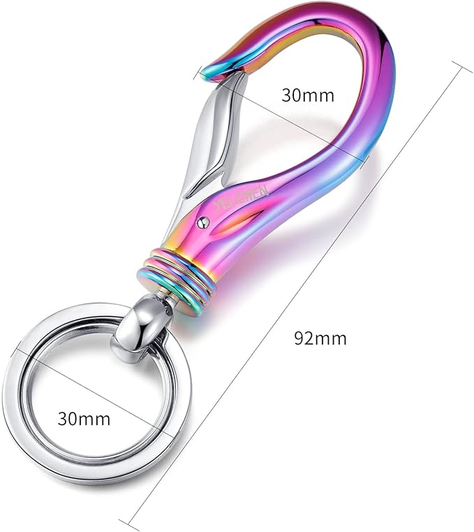 Car Keychain Carabiner Clip with 2 Key Rings Hooks Holder Purse Belt Key Chains Keyring Heavy Duty Gift for Men Women