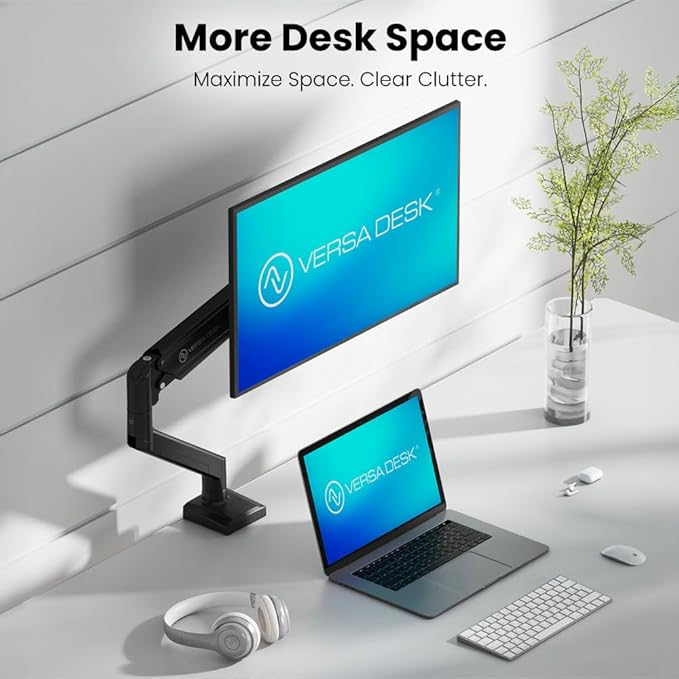 MotionArc??Single Balanced Monitor Arms | Effortless Adjustment | Internal Spring Mechanism | Outstanding Flexibility | 180 Degree Rotation | Fit Screen Size 17" - 32" | Computer Display Arm | Black