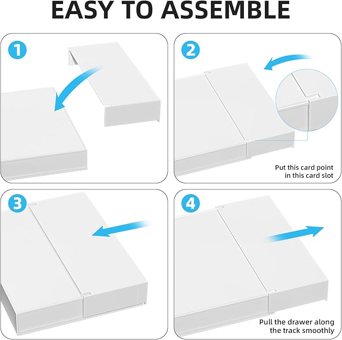Marbrasse Expandable Desk Drawer Organizer, Clear Plastic Drawer Organizer Tray with 10 Adjustable Compartments, Desk Organizers and Accessories, 5 Drawer Dividers for Office Supplies, Makeup(White)