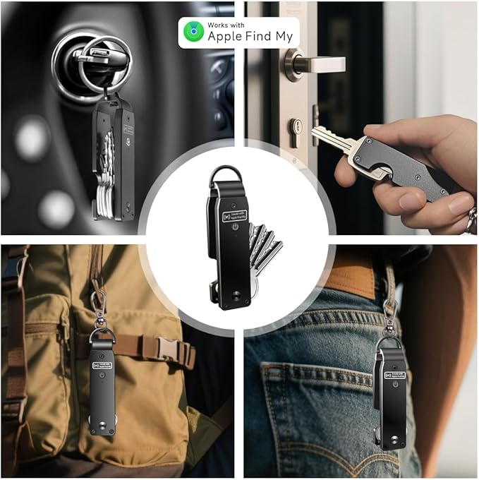 Key Organizer Men's Keychains with Smart Tracker, Key Finder, Compact Key Holder -Minimalist Key Case Metal Car Key Chain