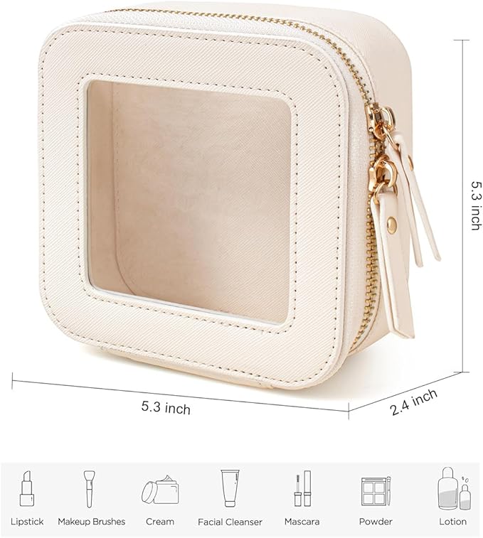 Travel Clear Makeup Bag Set, TSA Approved Cosmetic Bag Case with Zipper Portable Makeup Pouch Toiletry Bag Traveling Cosmetic Organizer Storage Bag Car Organizer Car Essentials