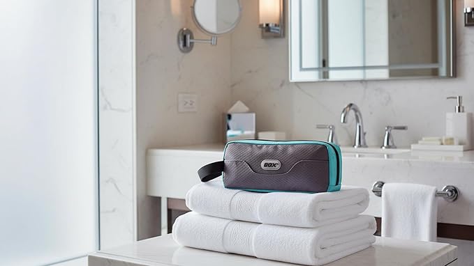 GOX Small Travel Toiletry Bag, Dopp Kit Case For Men, Multifunction Organizer Pouch (Grey/Sky Blue)