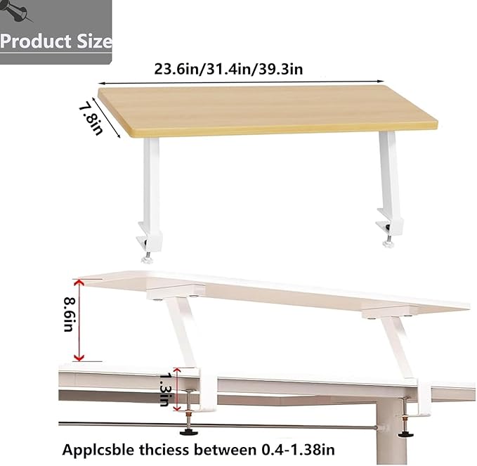 Clamp on Desk Shelf, Desktop Shelf Organizer Space Saving Desk Storage Rack for Office Study Home Dorm No Drill (31.4 x 7.8 in)