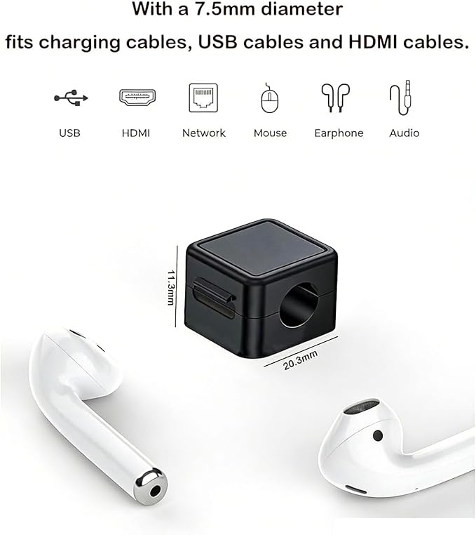 10 Pack Cord Organizer, Magnetic Cable Management, Cord Holder for Desk, Adhesive Cable Clips Wire Keeper for Nightstand, Home, Office, Desktop, Car, Wall (Black)