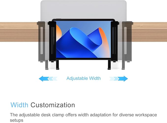 IFCASE Adjustable Desk Side Laptop Mount Holder with Headphone Hook, No Drill Desk Storage Organizer (Black)