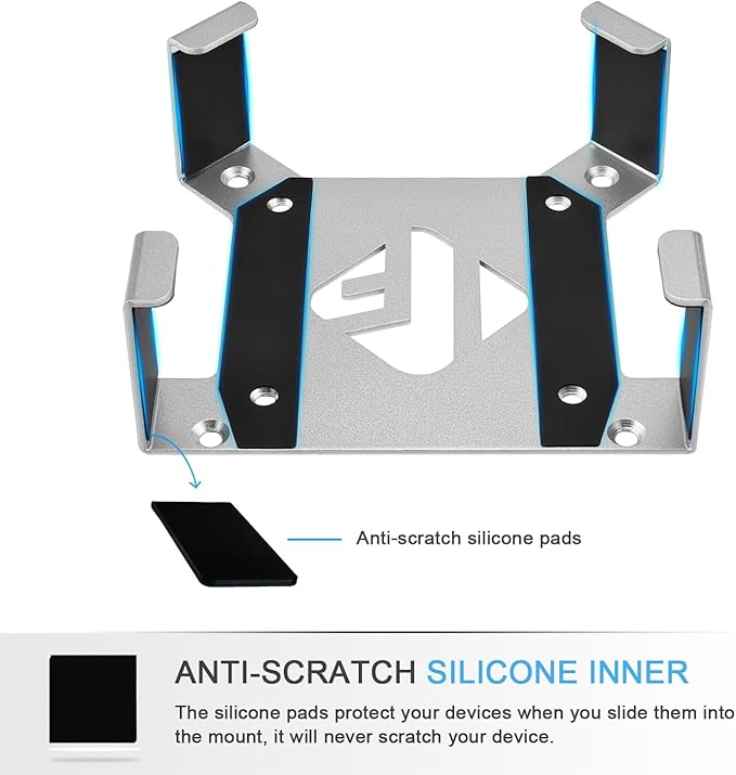 IFCASE Mac mini M4 Pro Mount, Behind Monitor, Under Desk, Wall Mount Stand for Mac mini M4/M4 Pro 2024 Compatible VESA Holder with Anti-Scratch Pad (Silver, 2 Pack)