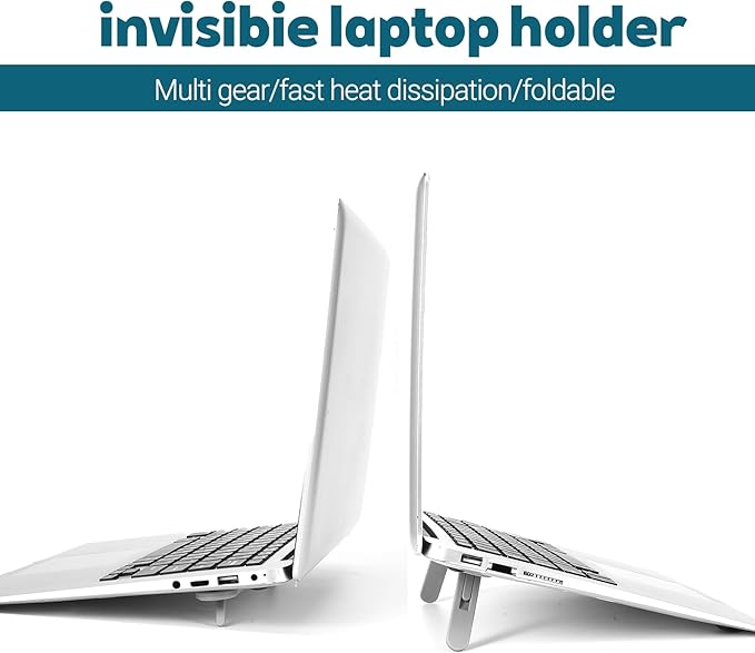 Foldable Keyboard Riser Stand, Self-Adjusting Laptop Feet with Dual Angles Small Computer Stand Portable PP Computer Keyboard Lift for Desk Grey Laptop Legs
