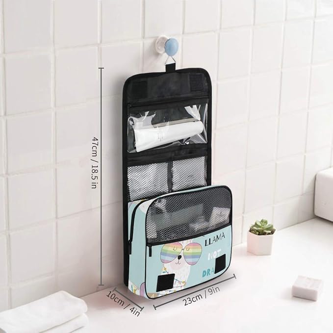 senya Hanging Travel Toiletry Bag Kit Makeup Case Cosmetics Organizer for Men Women (Llama Alpaca Drama)