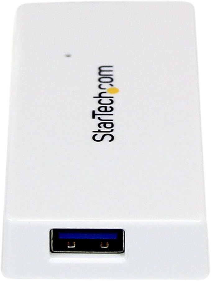StarTech.com 4 Port USB 3.0 Hub - 5Gbps - Multi Port USB Hub w/ Built-in Cable - Powered USB 3.2 Gen 1 Extender for Your Laptop - White, TAA (ST4300MINU3W)