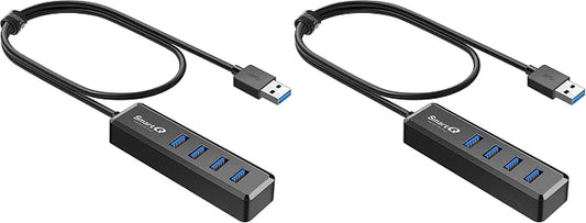 SmartQ H302S USB 3.0 Hub, 4-Port USB Expander with 2ft Long Cable, High-Speed Data Transfer, Compatible with Laptop, PC, Mac, Printer, External HDD (Pack of 2)
