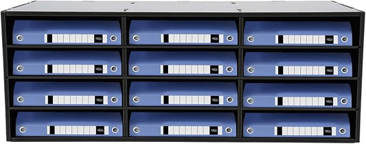 12-Slot Desktop Organizer, Minimalist Design Mailbox, File Sorter w/Top Platform for Hold Cables/Files/Keys, Desktop Bill Paper Organizer for Office & Home (Black, 12 Slot, Style 2)