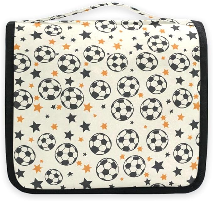 Hanging Travel Toiletry Bag Kit Boys Makeup Case Cosmetics Organizer for Men Women (Many Ball and Star)