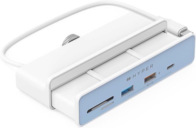 HyperDrive 6in1 USB Hub Adapter: HDMI 4K60Hz, USB-C 10Gbps, 2 USB-A 10Gbps, SD UHS-I, MicroSD UHS-I for iMac 2021 24 inch