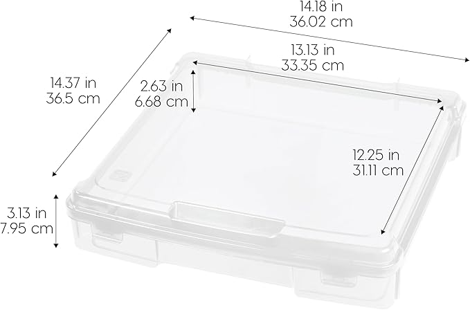 IRIS USA Fits 12" x 12" Paper, 6-Pack Thick Portable Plastic Scrapbook Paper Storage Cases Organizers with Built-in Handle for Art Craft Supplies Yarn File Documents Toys, Rounded Corner - Clear