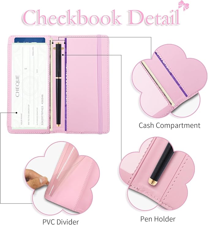 Letter Checkbook Cover, RFID Blocking Checkbook, Stylish, Lightweight, Slim Durable, Multi-Functional Checkbook Holder for Personal and Business Checks (Floral 1)