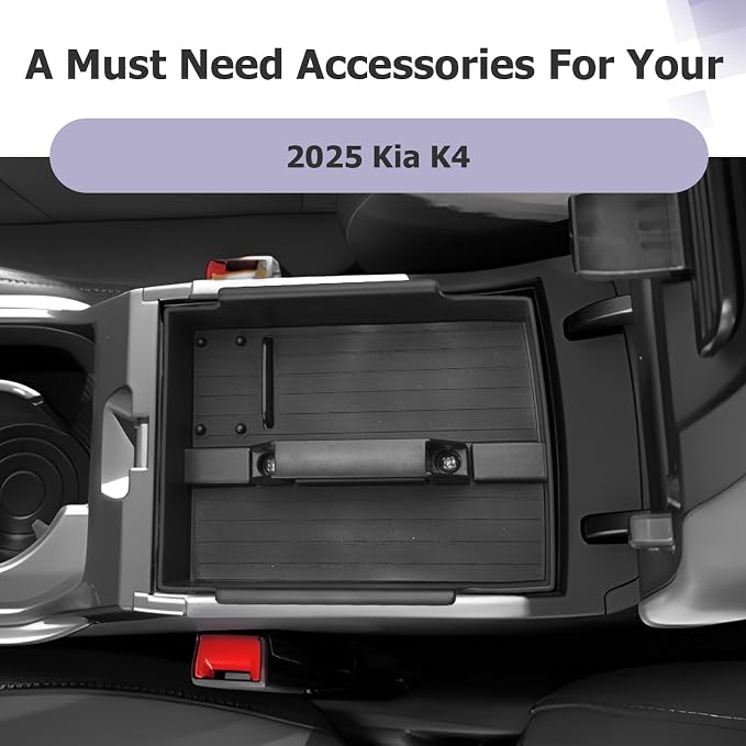 LUWU K4 KIA 2026 Center Console Organizer Compatible with 2025 2026 Kia K4 LX/LXS/EX/GT-Line/GT-Line Turbo Armrest Console Organizer Armrest Insert Tray 2025 2026 Kia K4 Accessories