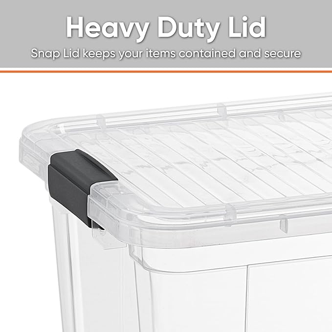 Superio Small Storage Bins with Lids - Clear Boxes for Organizing, Stackable Plastic Containers - BPA Free, Non-Toxic, Odor Free, Organizer for Home, Office, Dorm(4 Pack, 11 Qt)