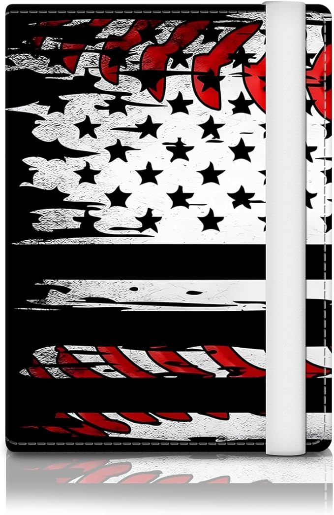 Passport Holder for Travel Essentials, RFID Premium Leather Passport Wallet Cover Case for Travel Must Haves Accessories, Passport Book Holders for Women Men Retro American Flag
