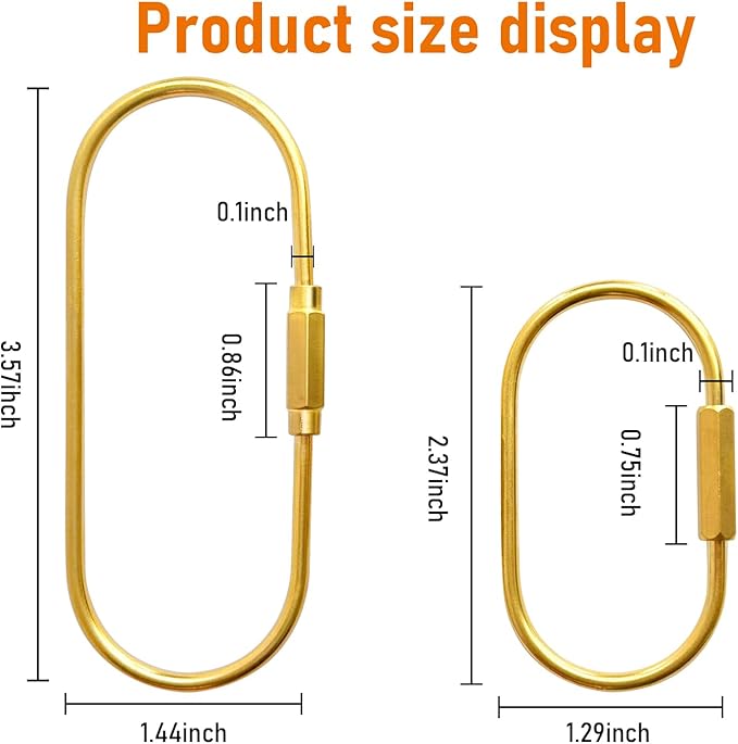 FULLGUEEN Brass Locking Keychain Carabiner, Key Clip for Purse Bag Handbags, Small Locking Key Organizer, Key Fob Holder for Men Women-2Pcs.