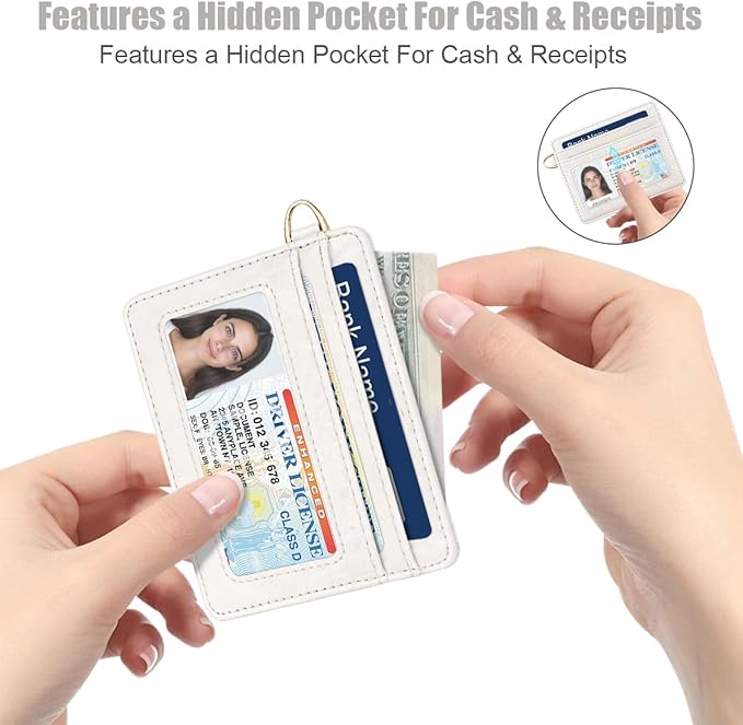 Slim Credit Card Holder Crocodile Wallet Women Thin Alligator Wallets RFID Blocking Minimalist Lightweight Small Cute Cards Holders with ID Window, Beige