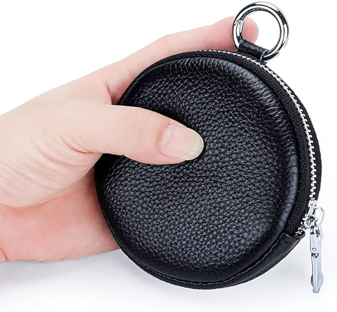 1 Pcs Leather Zipper Coin Purse Wallet With Keychain, Coin Organizer, Change Holder,Card Case, Mini Leather Zipper Storage Bag for Men & Women