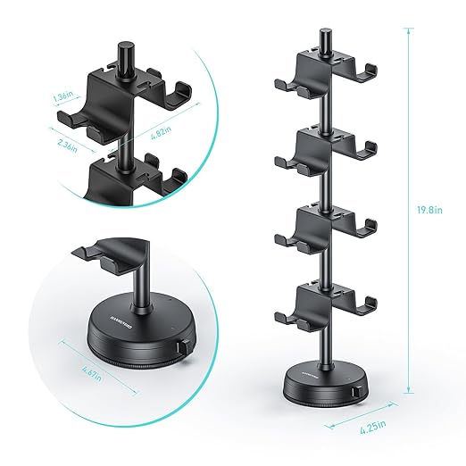 MANMUVIMO Headphone Controller Storage Holder for Desk 4 Tiers with Anti-Slip Stable Suction Cup, Controller Holder, Universal Gaming Desk Accessories for PS5/PS4/Xbox Series/Xbox One