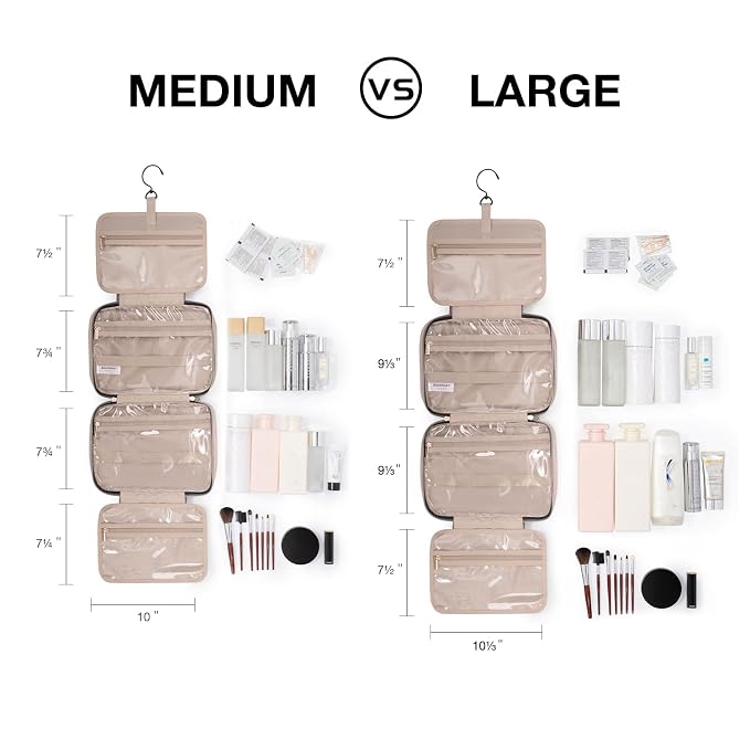 BAGSMART Toiletry Bag Travel Bag with Hanging Hook, Water-resistant Makeup Cosmetic Bag Travel Organizer for Accessories, Shampoo, Full-size Container, Toiletries (Lucent Blue, Medium)