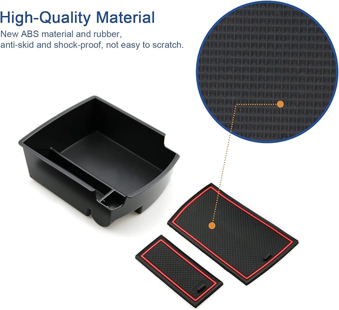 2018-2021 2022 2023 Kona Center Console Organizer for Hyundai Kona Armrest Box, 2022 Kona Console Armrest Tray 2022 2023 Kona Armrest Box Insert Tray Accessories (Red Mats)
